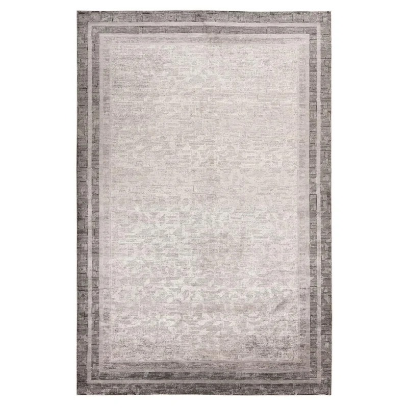 Teppich – Bambusseide, Bordüren Design, Neutrale Optik. 80 x 150 cm - Elles 212 | Kayoom