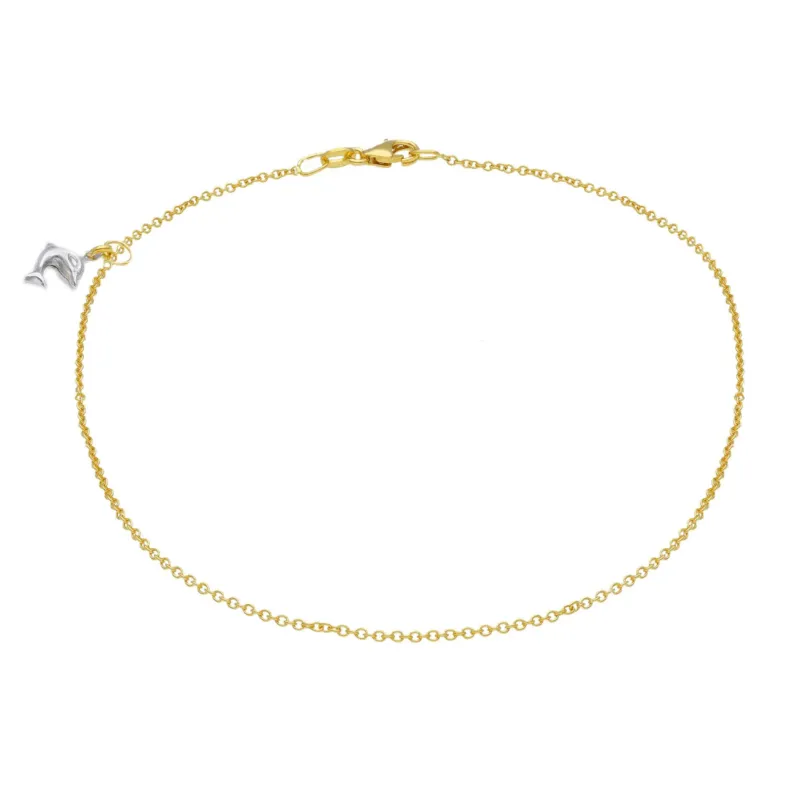 filigranes-damen-fusskettchen-aus-18-karat-gold-mit-delfin-anh-nger