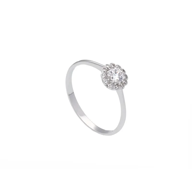 18 Karat Gold - 750 Weissgold / Rosegold Ring mit Zirkonia Steinen - 196304