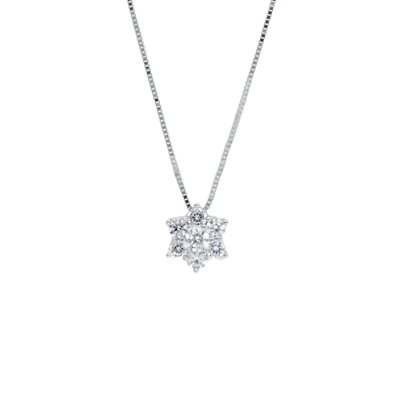 18 Karat Gold - 750 Weissgold Halskette mit Zirkonia Steinen - 247673
