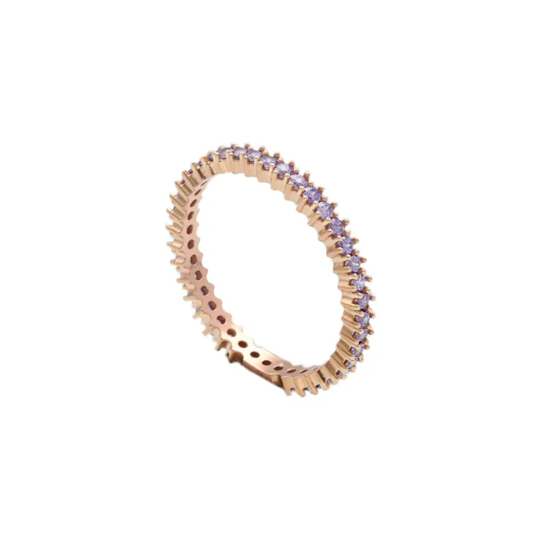 18 Karat Gold - 750 Memorie Ring mit lila Zirkonia