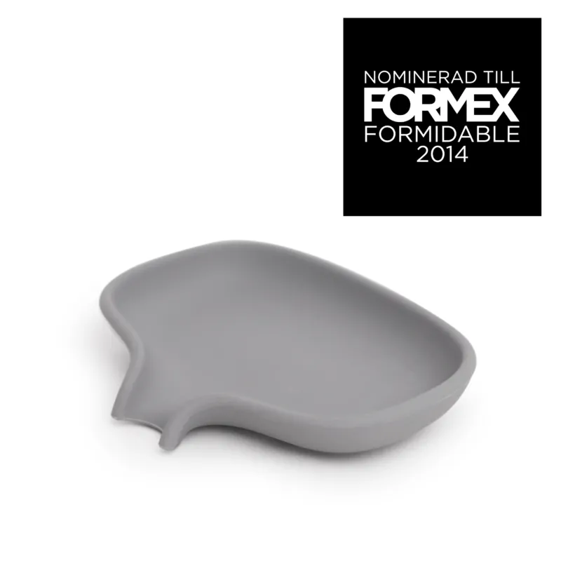 Silicone Soap Saver Dish with Draining Spout Stone Gray