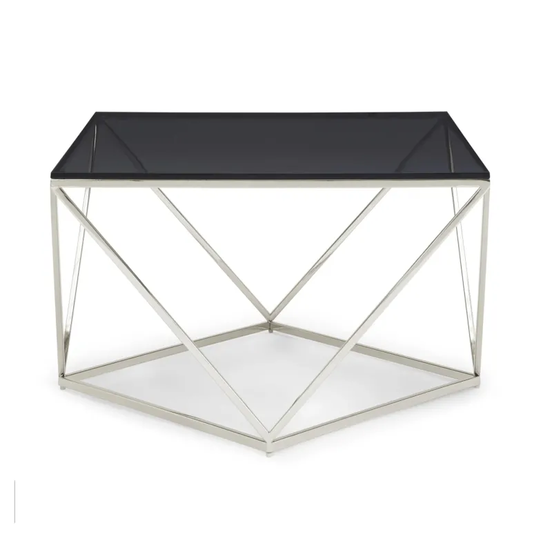 Couchtisch – Rauchglas Platte, Edelstahl Gestell, Rauchglas Grau, 48 cm Höhe - Aria | Modus Furniture International