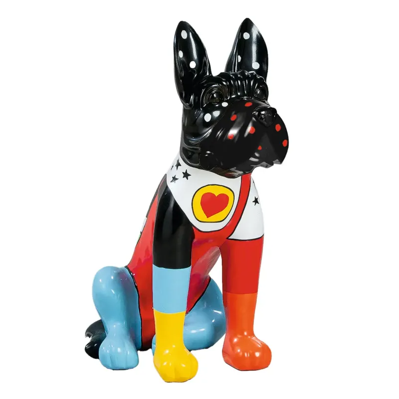 Dekofigur – Bunte Bulldogge, Gepunktetes Muster, Sternenmotiv - Doggy | Gilde