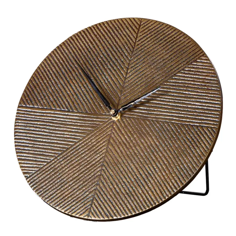 Tischuhr – Bronze Oberfläche, Runde Form, Strukturierte Optik, 25,5 cm - Rapa | Gilde