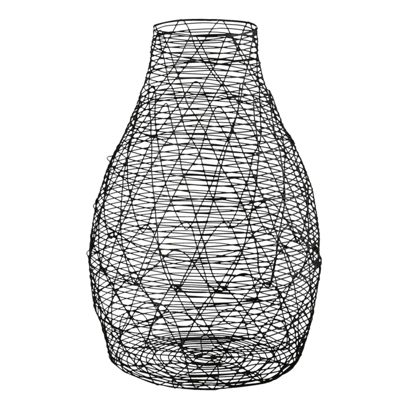 Vase – Schwarzes Metall, Bauchige Form, Dekorative Nutzung, 33 cm - Wire | Gilde