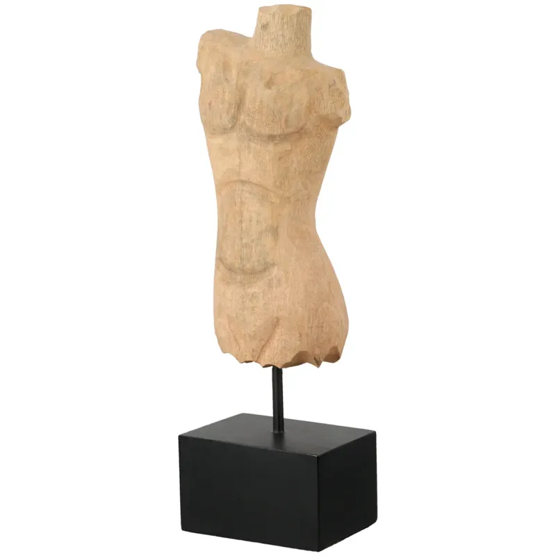 Skulptur – Naturholz Design, Männlicher Torso, Schwarze Basis, 41.5 cm - Torso | Gilde