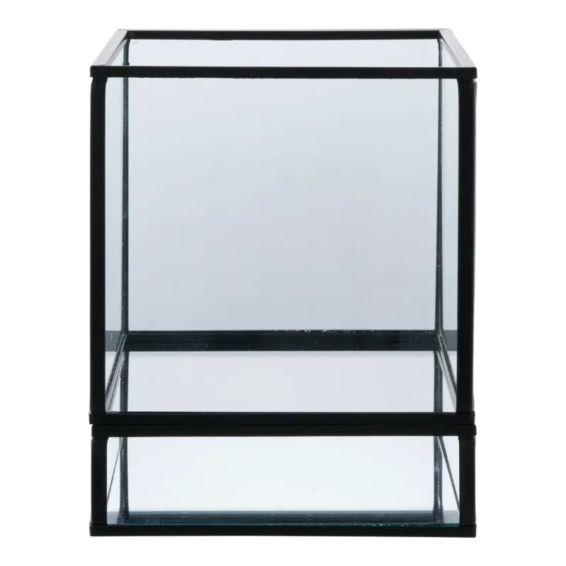 Windlicht – Schwarzes Metall, Klare Glasflächen, 15 cm Höhe - Hurricane | House Nordic
