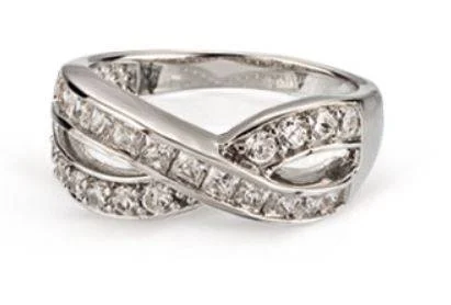 Damen Silberring 925 rhodiniert mit Zirkonia-Steine - SR-05