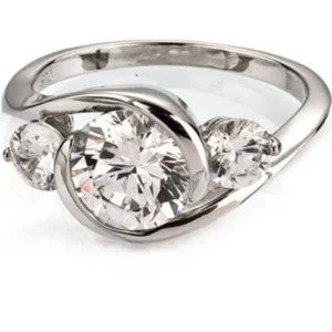 Damen Silberring 925 rhodiniert mit Zirkonia-Steine - SR-81