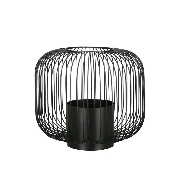 Windlicht – Filigrane Metallstruktur, Schwarze Oberfläche, Stilvoller Glaseinsatz, 24 cm - Filo | Gilde
