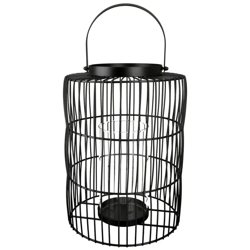 Windlicht – Schwarzes Metall, Elegante Bühne, Stilvoller Glaseinsatz, 35 cm - Stage | Gilde