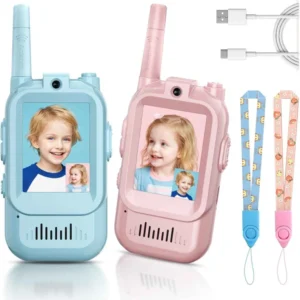 Video Walkie Talkies for Kids, Handheld 2 Pack Blue Pink