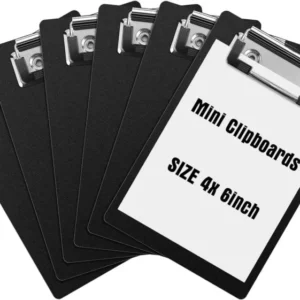 6pcs Mini Clipboards 4x6 Inch for Small Notepad Receipt Ticket Black