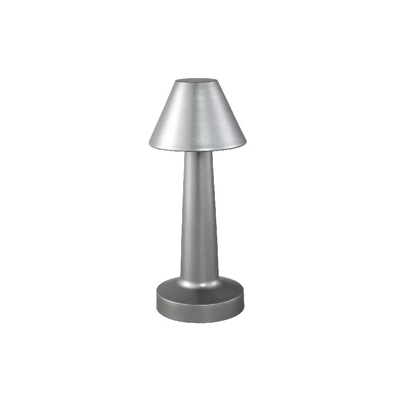 LED-Tischlampe – Aluminium Gehäuse, Dreieck Schirmform, Silber Farbgebung – Saraann | PTMD