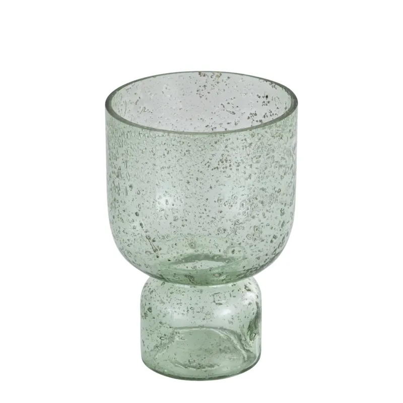 Teelichthalter – Glas Material, Grün Ton, Steinoptik Look, L – Laurynn | PTMD