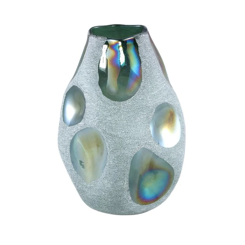 Vase – Glas Material, Sandgestrahlt Design, Grüner Farbton, L – Kloi | PTMD