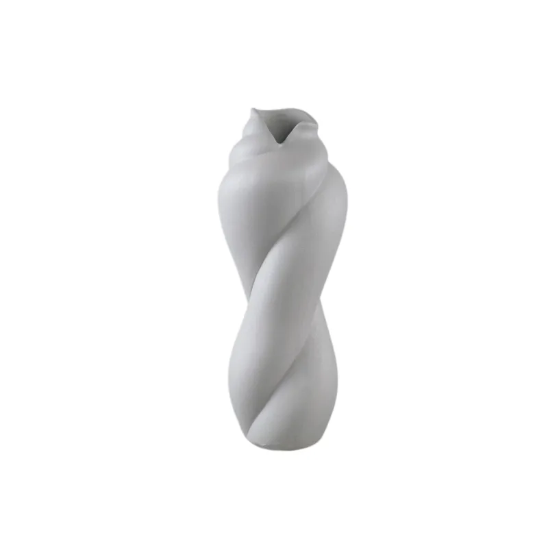 Vase – Gedrehte Form, Matte Oberfläche, Taupe Farbe, Keramikmaterial, L – Donnella | PTMD