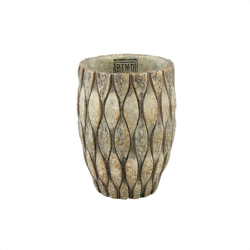 Blumentopf – Runde Form, Gemischte Struktur, Taupe Oberfläche, Zement Material, S – Joedi | PTMD