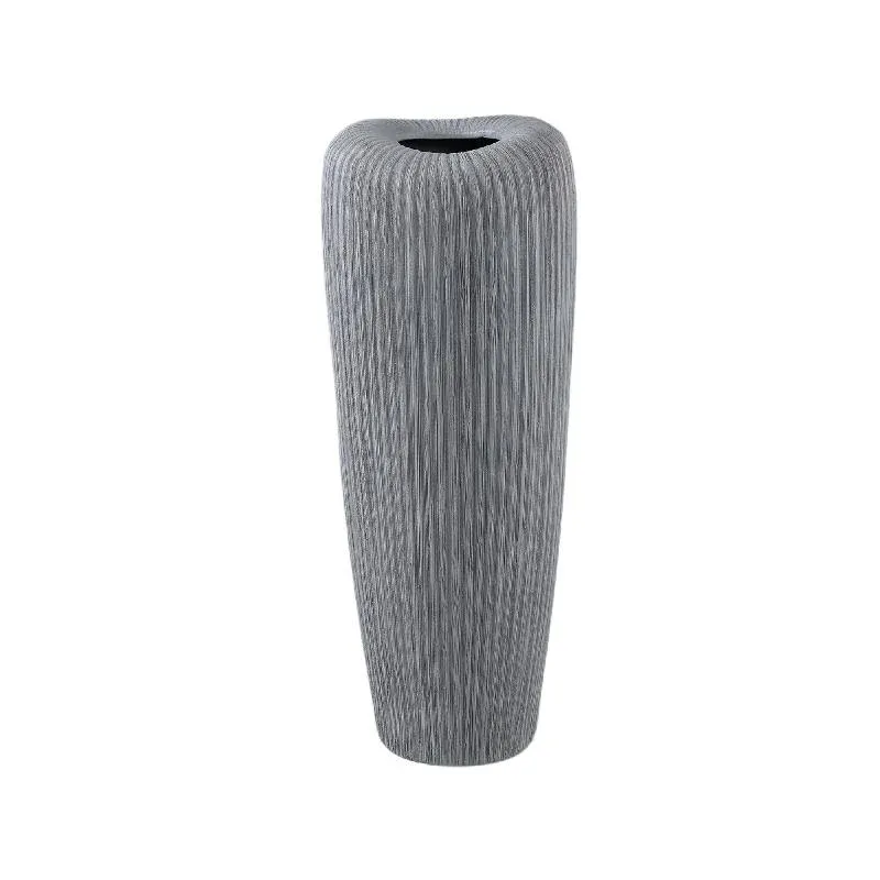 Topf – Graufarbe, Runde Form, Linienmuster, Keramik, L – Zinet | PTMD