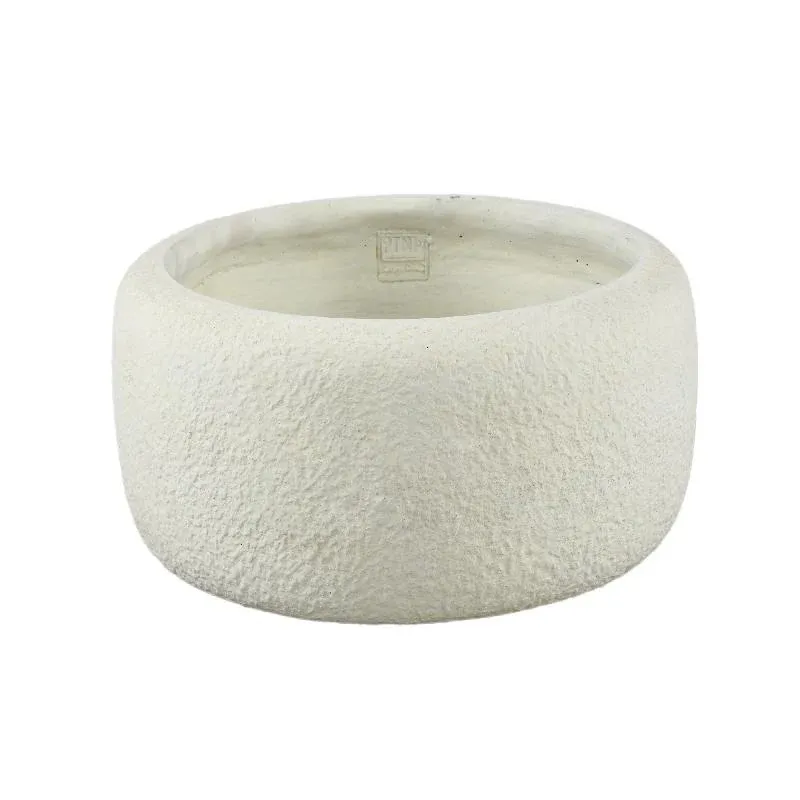 Topf – Runde Form, Zementmaterial, Modern, Niedrig, L - Evelynn | PTMD