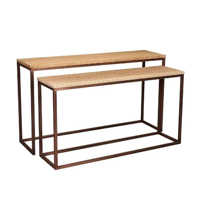 Beistelltisch – Mangoholz, Rechteckige Form, Stabiles Design, Kupfer – Zoah | PTMD