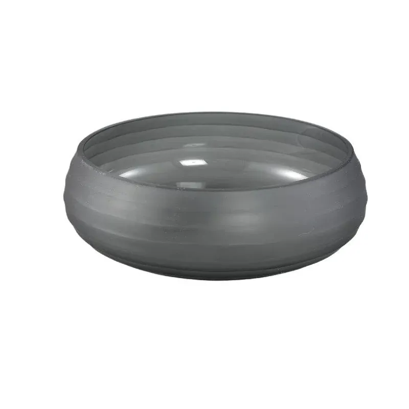 Vase – Massives Glas, Gerippte Struktur, Graue Farbe – Nadah | PTMD
