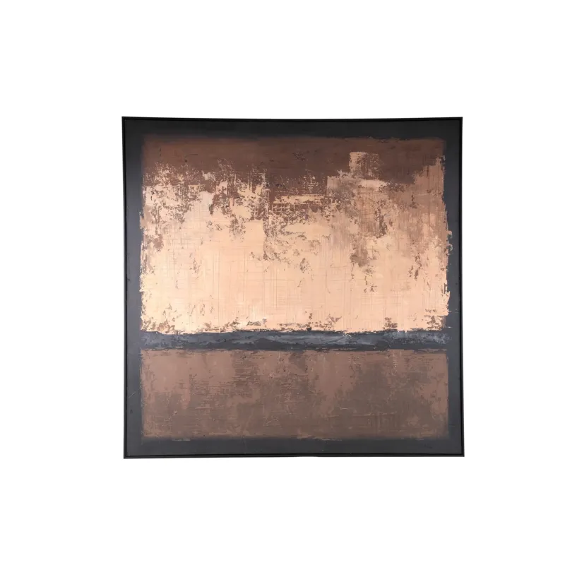 Wandbild – Gemaltes Design, Quadratische Form, Leinwand Material, Braun – Asante | PTMD