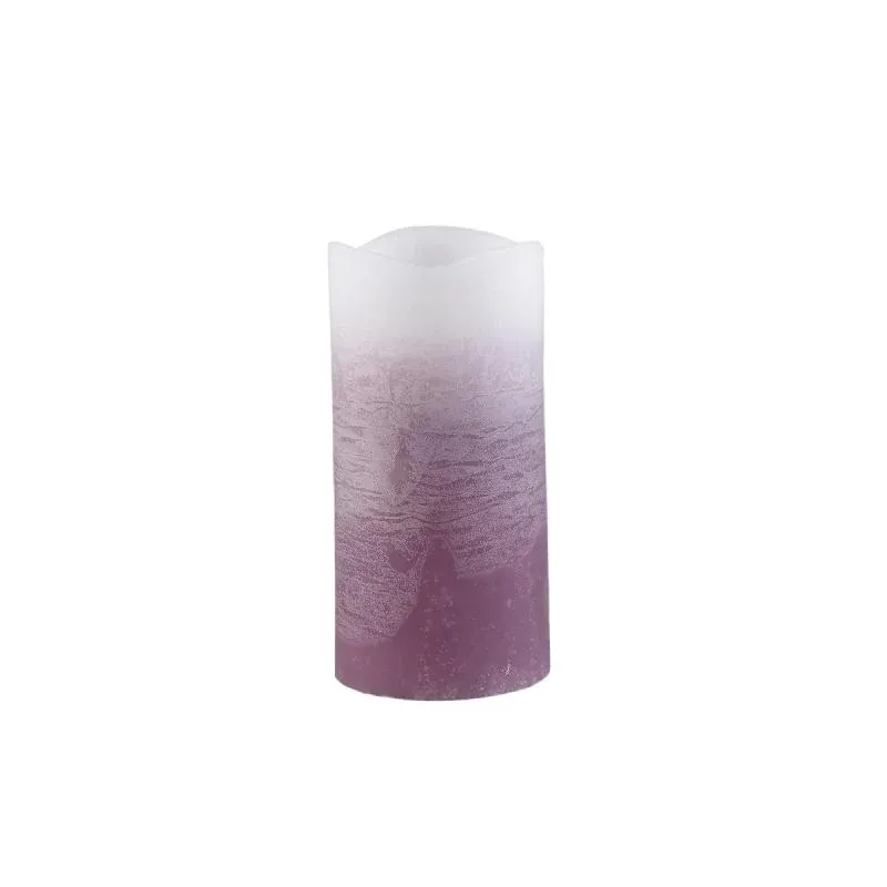 LED Kerze – Ombre Farbverlauf, Flackernde Flamme, Lila Oberfläche, Paraffin Kunststoff, L | PTMD
