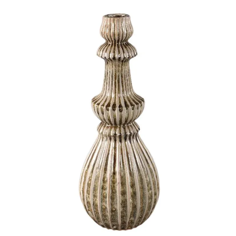 Vase – Cremefarbene Oberfläche, Runde Form, Gerippte Struktur, Steinzeug, L – Myrtle | PTMD