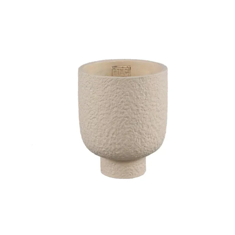 Blumentopf - Runder Zement, Raue Oberfläche, Creme, M – Monder | PTMD