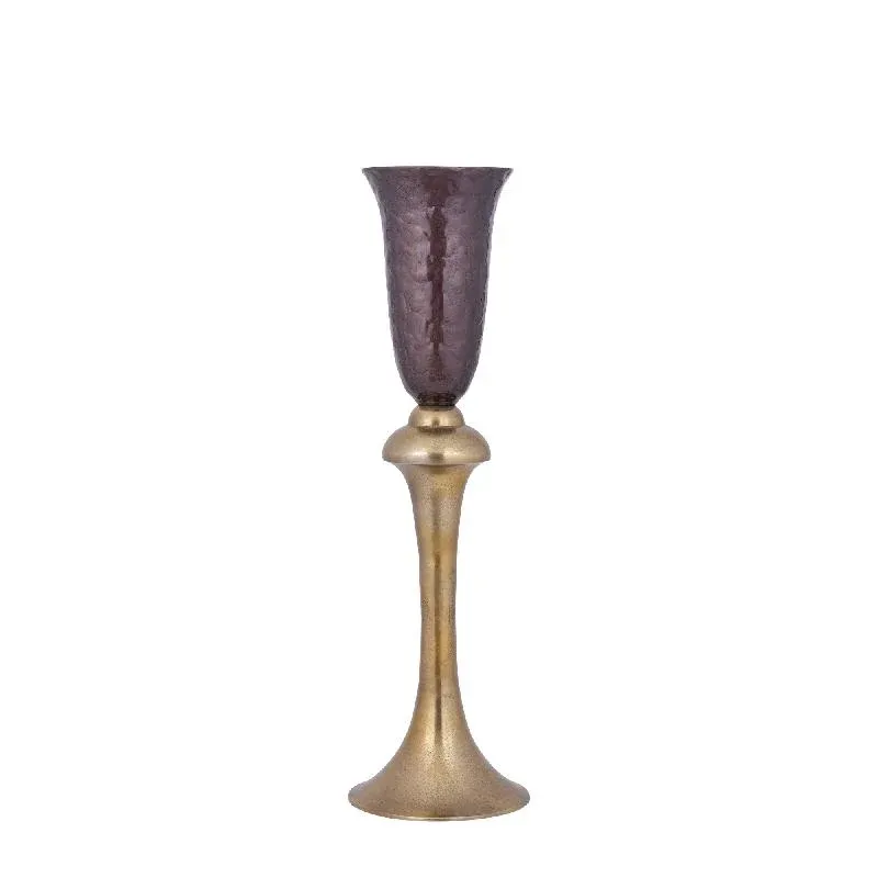 Vase - Aluminiumguss, Luxus-Emaille-Finish, Pokalform, Dunkelbraun, S – Lysse | PTMD