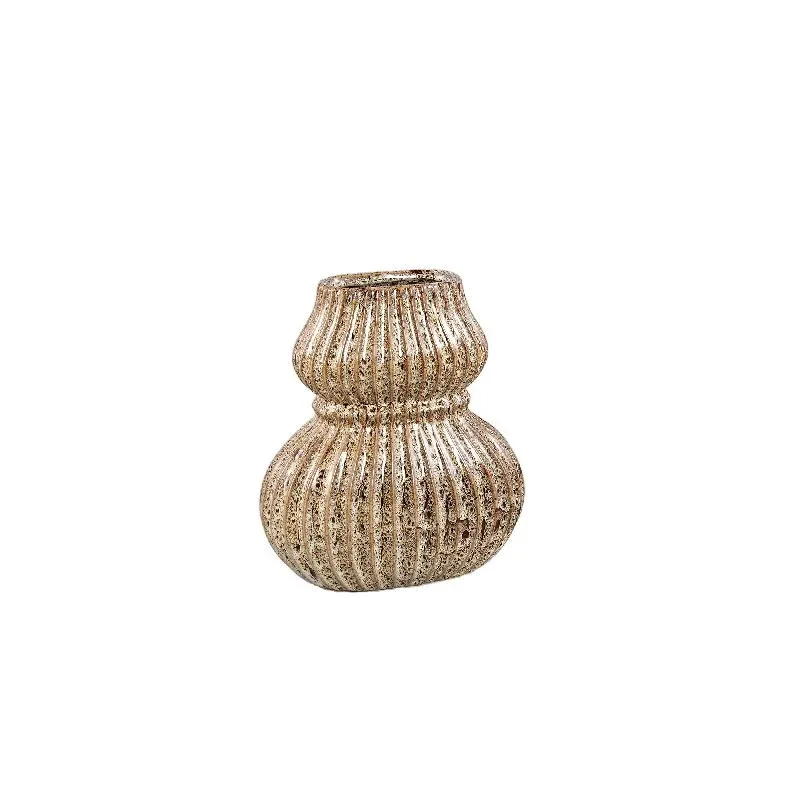 Vase – Keramik Steinzeug, Geripptes Design, Braun, S – Halta | PTMD