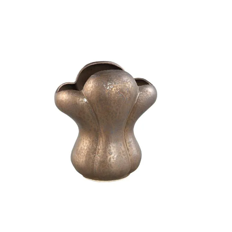 Vase – bronzefarbene Gestaltung, französisches Lilienmotiv, keramische Oberfläche, M – Mellie | PTMD