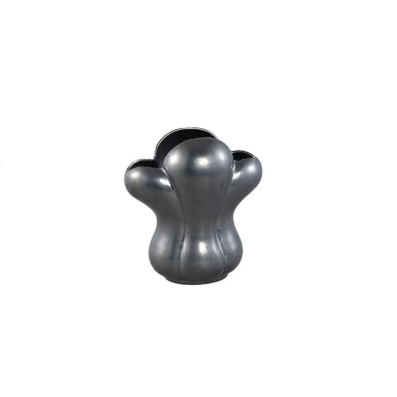 Vase – schwarze Farbgestaltung, französisches Lilienmotiv, keramische Oberfläche, S – Mellie | PTMD