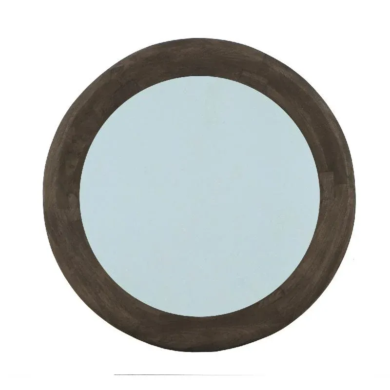 Wandspiegel aus Mangoholz mit runder Form, massivem Rahmen und Braun-Finish, L – Noam | PTMD