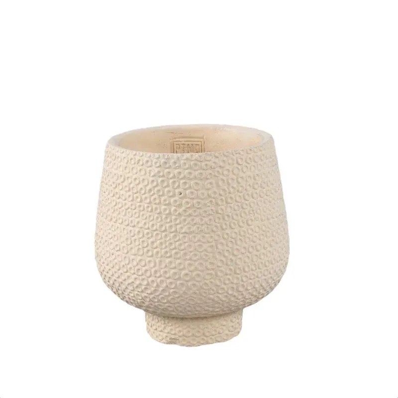Blumentopf – Runder Zement, Punktmuster, Cremefarbe, M – Laim | PTMD