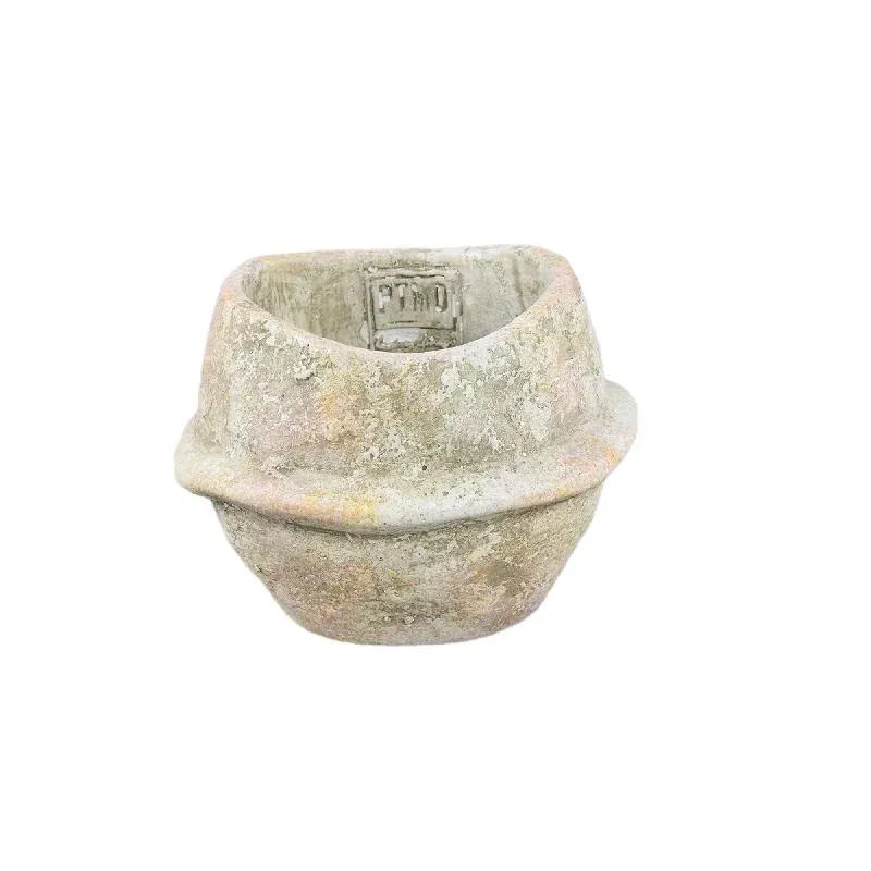 Blumentopf – Beige Farbe, Mittellinien Design, Zement Material, S – Haania | PTMD