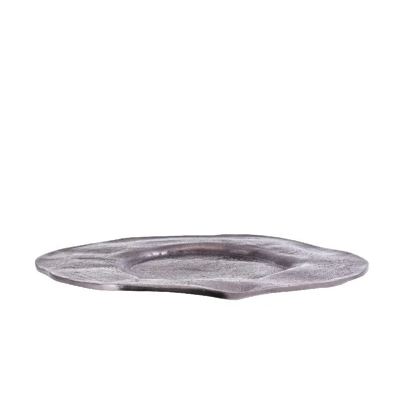Teller – Wellen Design, Organische Form, Aluminium Material, Schwarz, L – Linke | PTMD