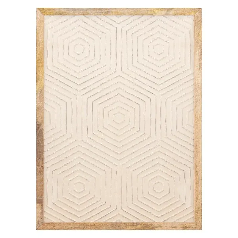 Wandpaneel – Hexagon Muster, MDF Holz, Weißer Farbton, L – Elasah | PTMD