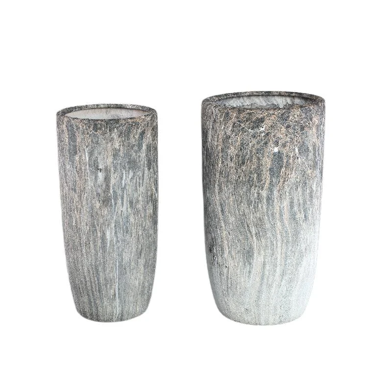 Blumentopf – Graue Oberfläche, Marmoroptik Design, Keramik Material, Hoch – Miah | PTMD