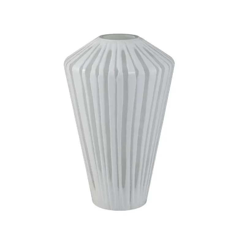 Vase – Kantige Form, Massivglas Material, Weiß, L – Ireka | PTMD