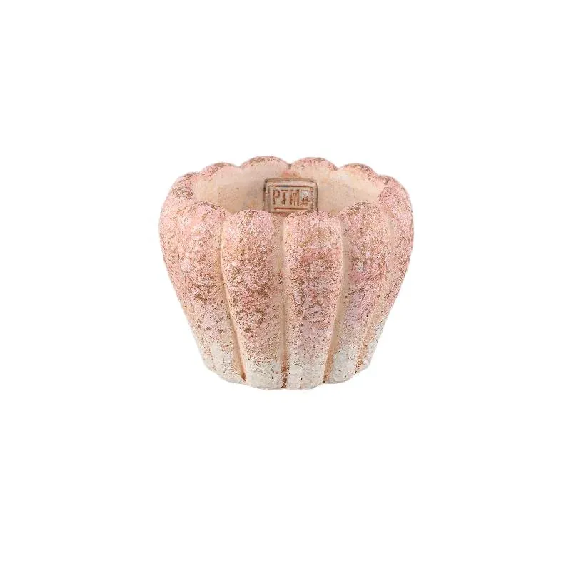 Blumentopf - Runder Zement, Gerippte Oberfläche, Rosa, S – Chantile | PTMD