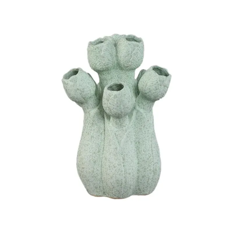 Vase – Türkisfarbe, Tulpenform, Rundes Design, Keramik, S – Ellodie | PTMD