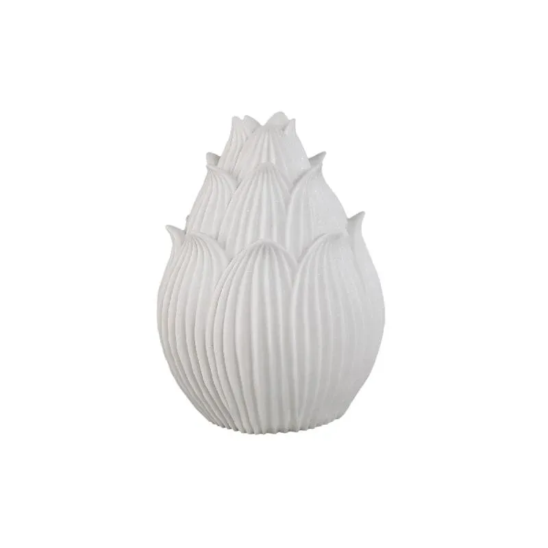 LED-Leuchte – Lotusblüten Design, Polyresin Oberfläche, Weiße Farbgebung, Hoch – Aveda | PTMD