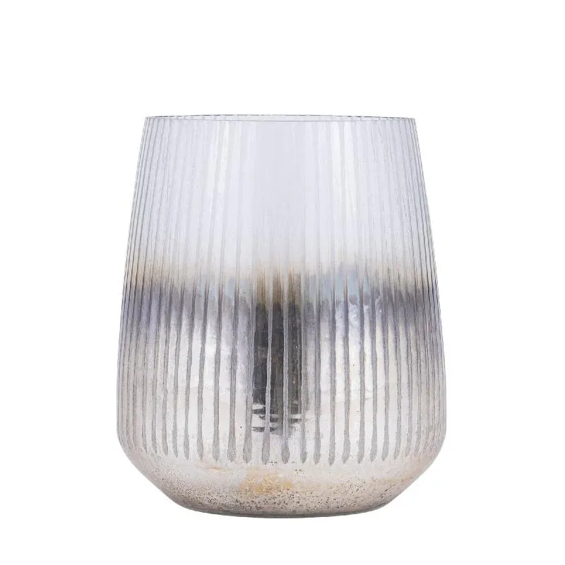 Windlicht – Rundes Glasdesign, Geätzte Oberfläche, Goldene Farbgebung, L – Shelva | PTMD