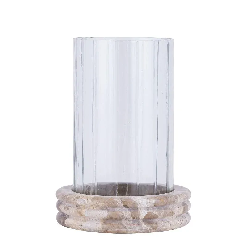 Windlicht – Marmor Sockel, Rundes Glasdesign, Klare Farbgebung, S – Jolee | PTMD