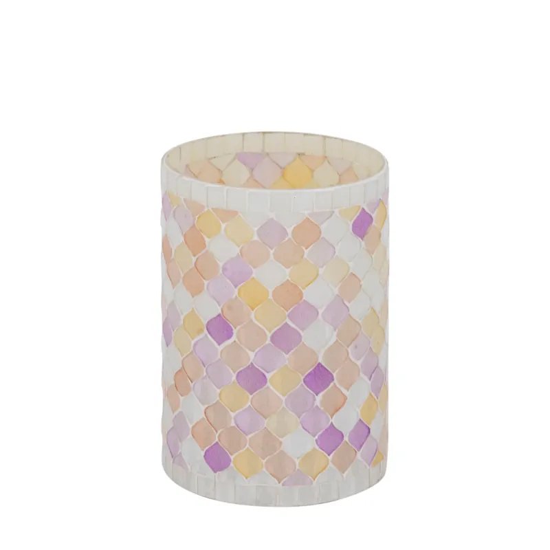 Windlicht – Glas Material, Hellrosa Ton, Mosaik Design, M – Zadie | PTMD
