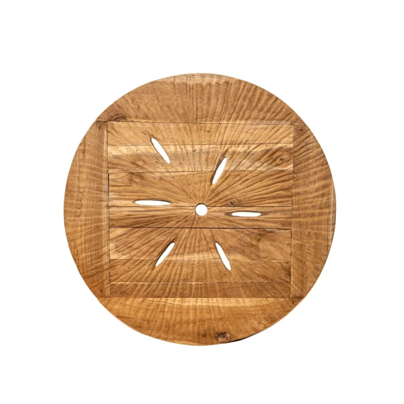 Wandpaneel – Lochmuster Design, Runde Form, Teakholz Material, Natur, L – Roch | PTMD