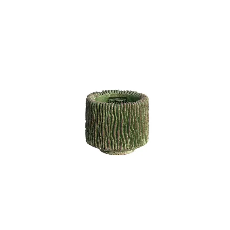 Topf – Streifen Design, Zement Material, Runde Form, XS - Jacyln | PTMD